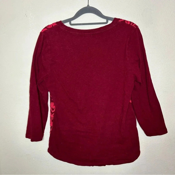 J. Crew  Red Embroidered 3/4 Sleeve Top Size Large - Picture 5 of 5